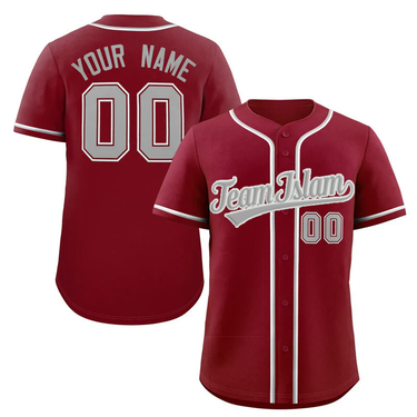 Muslim Heroes Edition Crimson Gray-White Classic Style Authentic Baseball Jersey