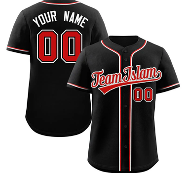 Muslim Heroes Edition Black Red-White Classic Style Authentic Baseball Jersey