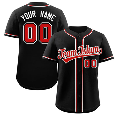 Muslim Heroes Edition Black Red-White Classic Style Authentic Baseball Jersey
