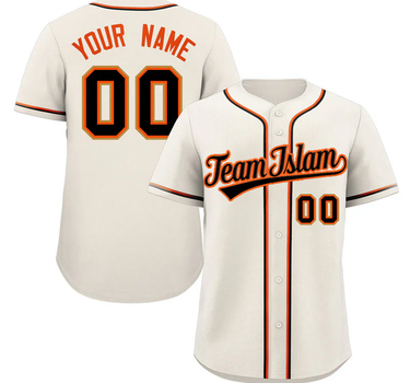 Muslim Heroes Edition Cream Black-Old Gold Classic Style Authentic Baseball Jersey