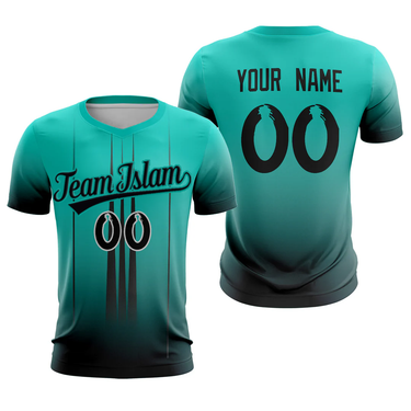 Muslim Heroes Edition Teal Black Sport Soccer Tops Jersey