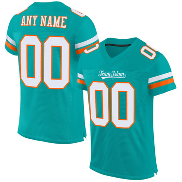 Muslim Heroes Edition AQUA WHITE-ORANGE CLASSIC STYLE MESH AUTHENTIC FOOTBALL JERSEY