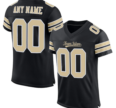 Muslim Heroes Edition BLACK VEGAS GOLD-WHITE CLASSIC STYLE MESH AUTHENTIC FOOTBALL JERSEY