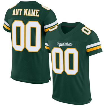 Muslim Heroes Edition GREEN WHITE-GOLD CLASSIC STYLE MESH AUTHENTIC FOOTBALL JERSEY