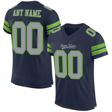 Muslim Heroes Edition NAVY LIGHT GRAY-NEON GREEN CLASSIC STYLE MESH AUTHENTIC FOOTBALL JERSEY