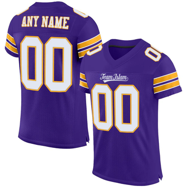 Muslim Heroes Edition Football Jersey PURPLE WHITE-GOLD CLASSIC STYLE MESH AUTHENTIC FOOTBALL JERSEY