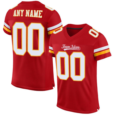 Muslim Heroes Edition RED WHITE-GOLD CLASSIC STYLE MESH AUTHENTIC FOOTBALL JERSEY